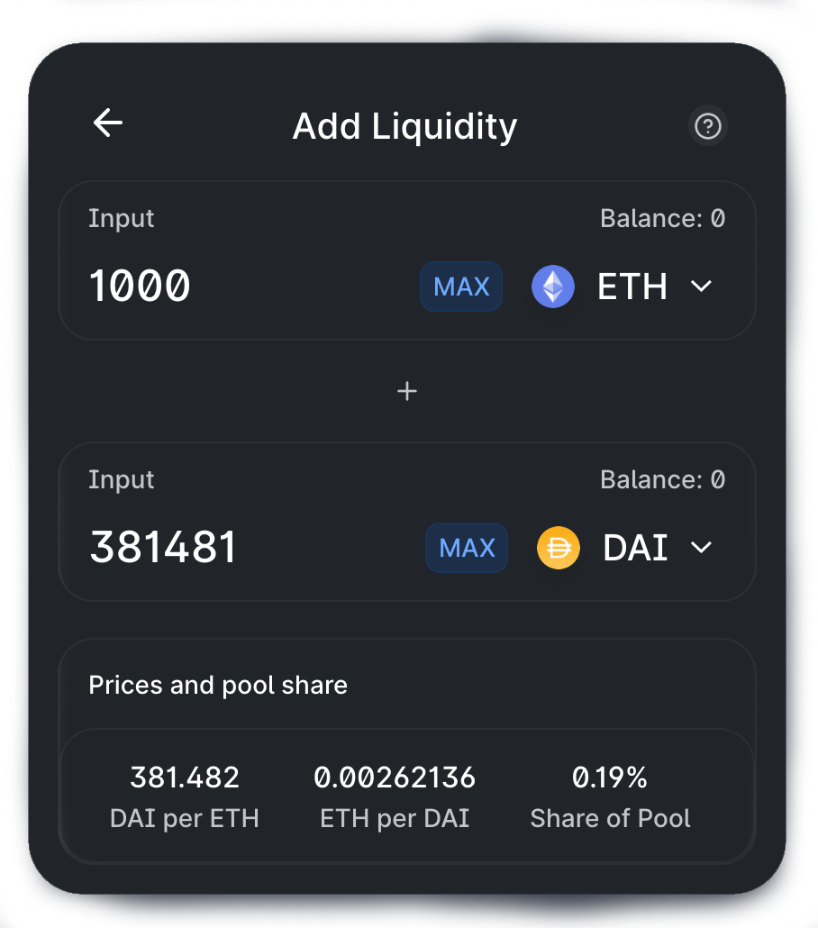 Uniswap Add Liquidity